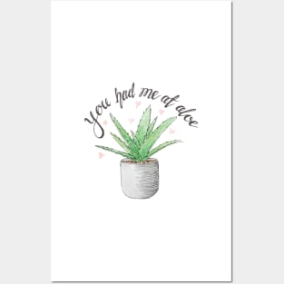 Aloe Vera Valentines Card - You had me at aloe - Watercolour Posters and Art